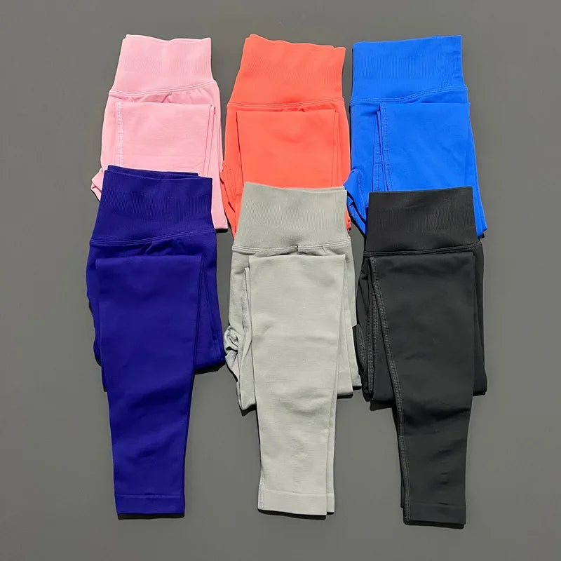 Histello Sports Leggings Women Yoga Tights Low Waisted Scrunch Bum Joggers Fitness Biker Pants Workout Running Seamless Leggings