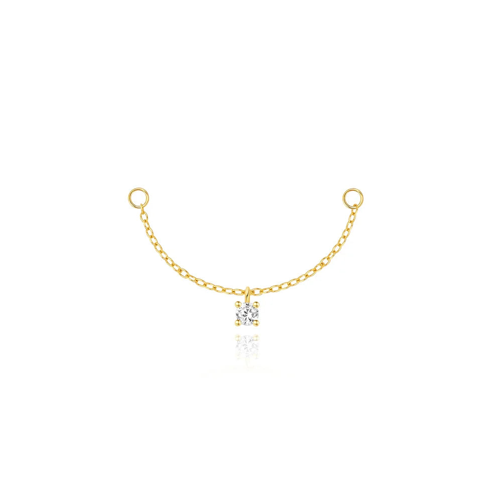 ROXI 925 Sterling Silver DIY 1 Piece Tassel Chain zircon Charms accessory for Women Circle/Piercing Earrings Perforated Jewelry