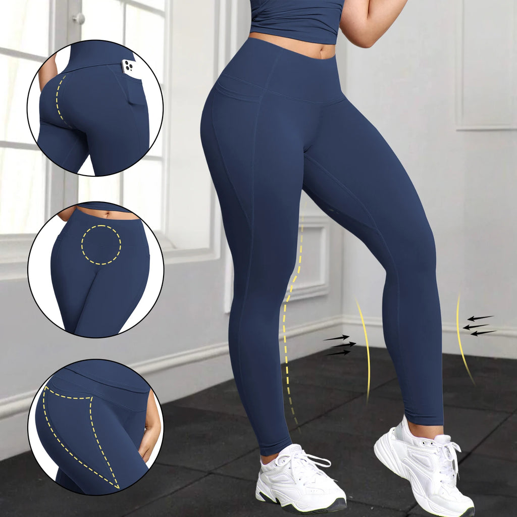 Leggings with Pockets for Women High Waist Tummy Control Workout Gym Yoga Pants Stretch Workout Running Fitness Casual Leggings