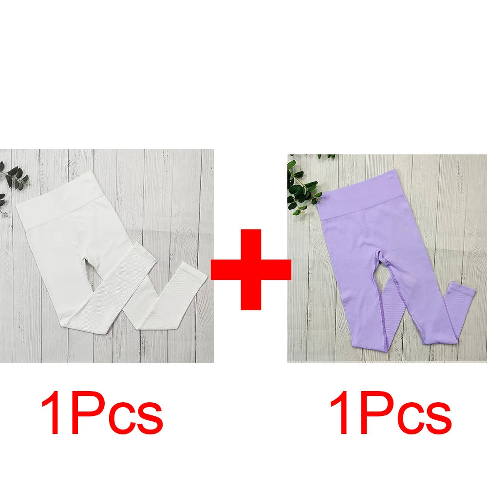 Ribbed Leggings Women Yoga Pants Seamless Scrunch Leggings Sports Tights Ribbed Gym Legging Workout Fitness Pants Female Legins
