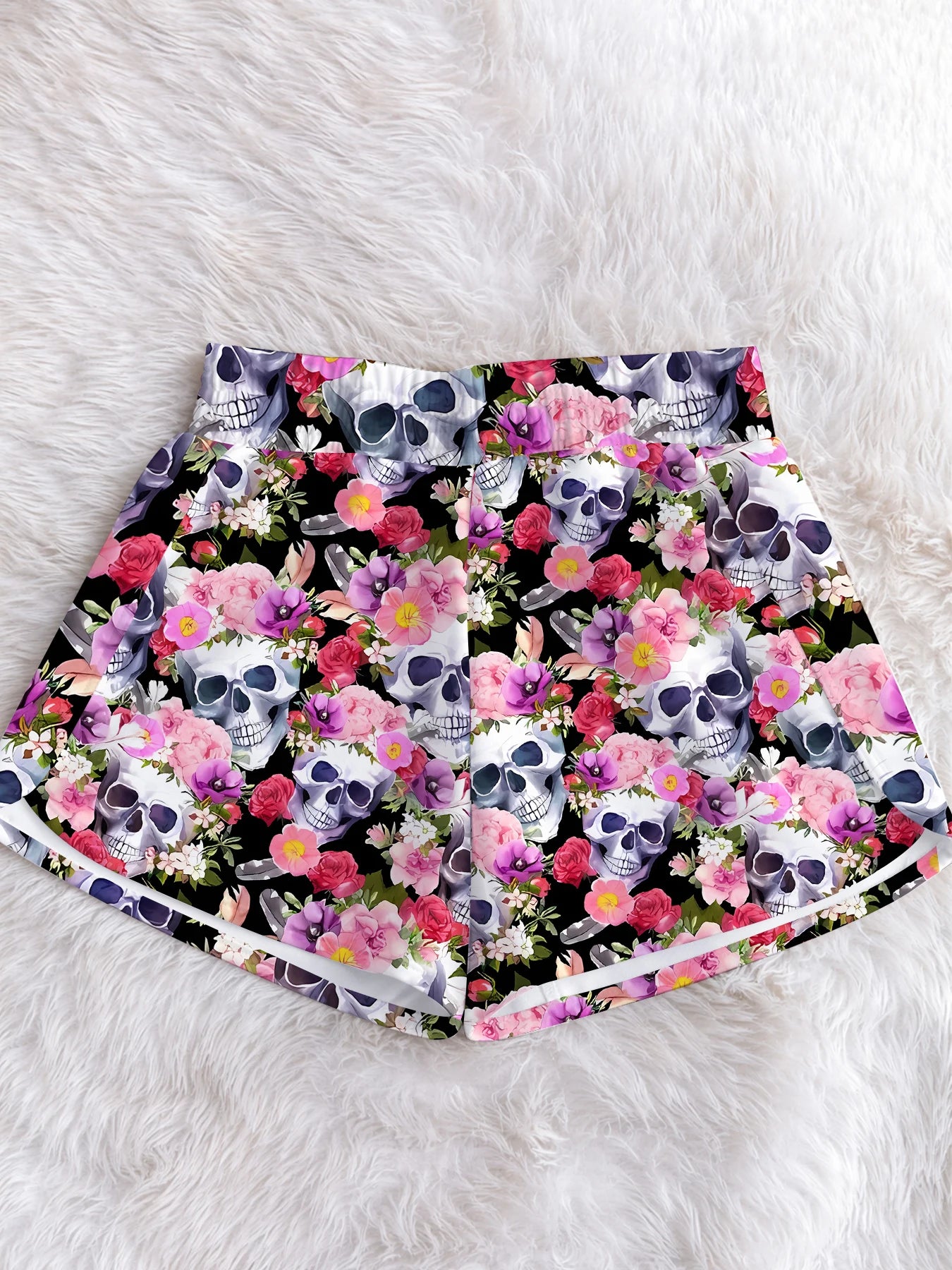 Women's Cute Floral Print Shorts Summer Elastic Waist Loose Casual Beach Shorts  Aesthetic Colorful Flower Print Lounge Short