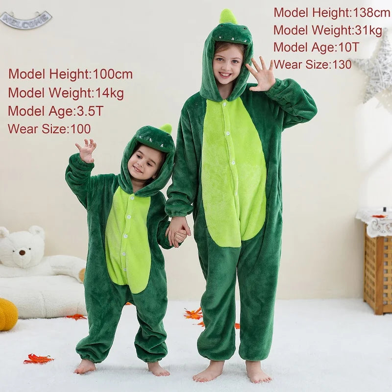 MICHLEY carnival Flannel Pajamas Child Sleepwear Jumpsuit Onesies Animal Cartoon Clothes Winter Halloween For Boys Girls Family