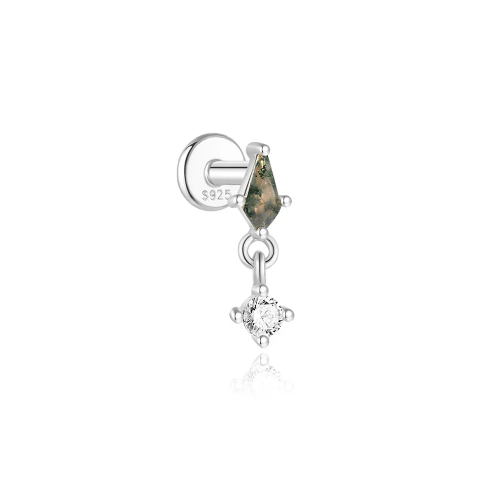Aide 925 Sterling Silver Dangling Piercing Barbell Star Industrial Earring Tragus Cartilage Fine Jewelry DIY Industrial Rings