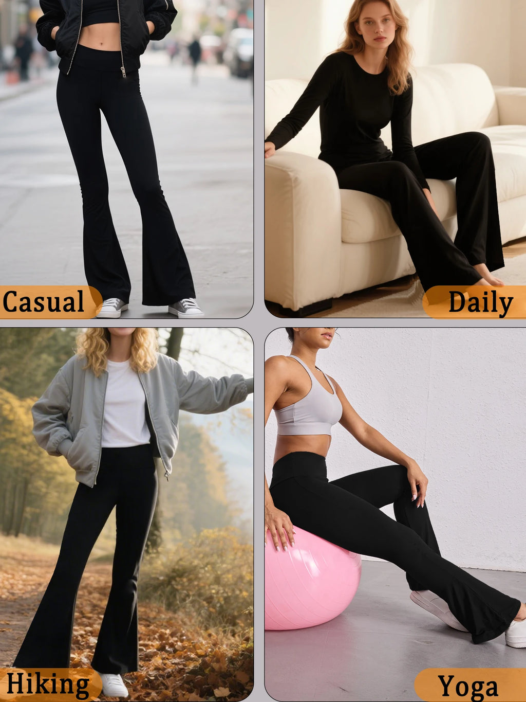 2 pack Women's Super Soft Flare Pants High Waisted Tummy Control Workout Yoga Leggings Bell Bottoms