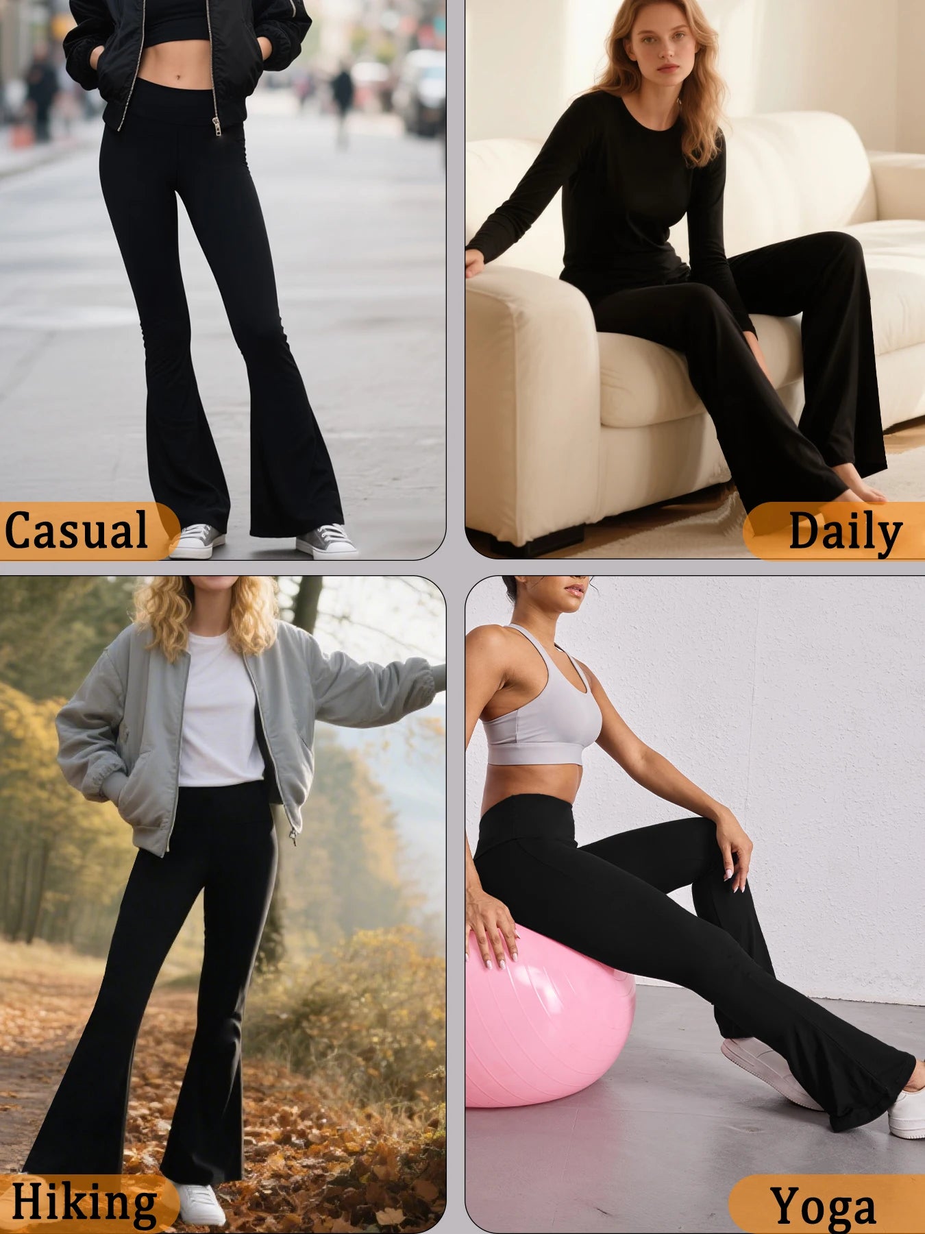 2 pack Women's Super Soft Flare Pants High Waisted Tummy Control Workout Yoga Leggings Bell Bottoms
