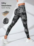 Tie Dye Imitation Denim Leggings Women High Waist Seamless Yoga Pants Quick Drying Push Up Peach Hip Fitness Workout Tights Gym