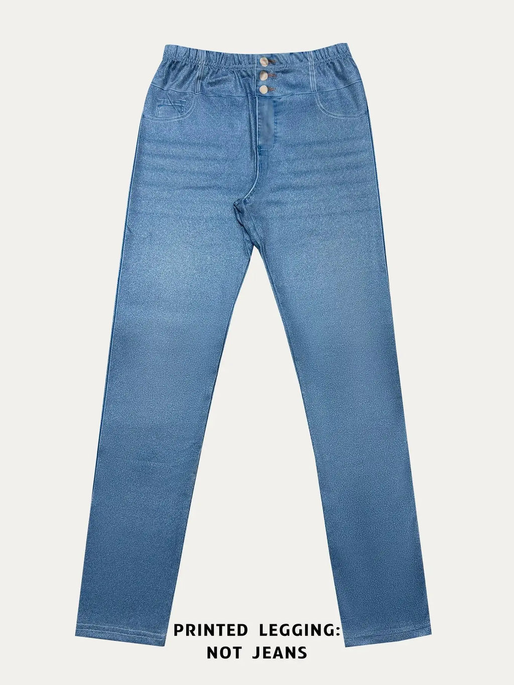 【Non-Denim】Women's Faux Denim Print Leggings, Sports Casual Skinny Pants, Thin Soft Skin-Friendly Yoga Pants, All Seasons Wear L