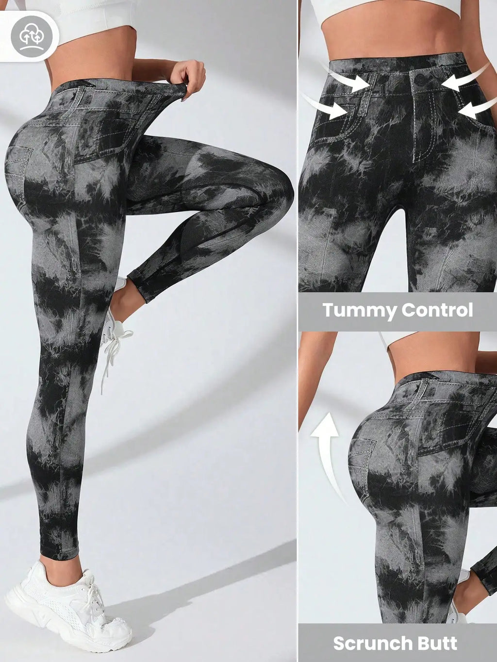 Tie Dye Imitation Denim Leggings Women High Waist Seamless Yoga Pants Quick Drying Push Up Peach Hip Fitness Workout Tights Gym