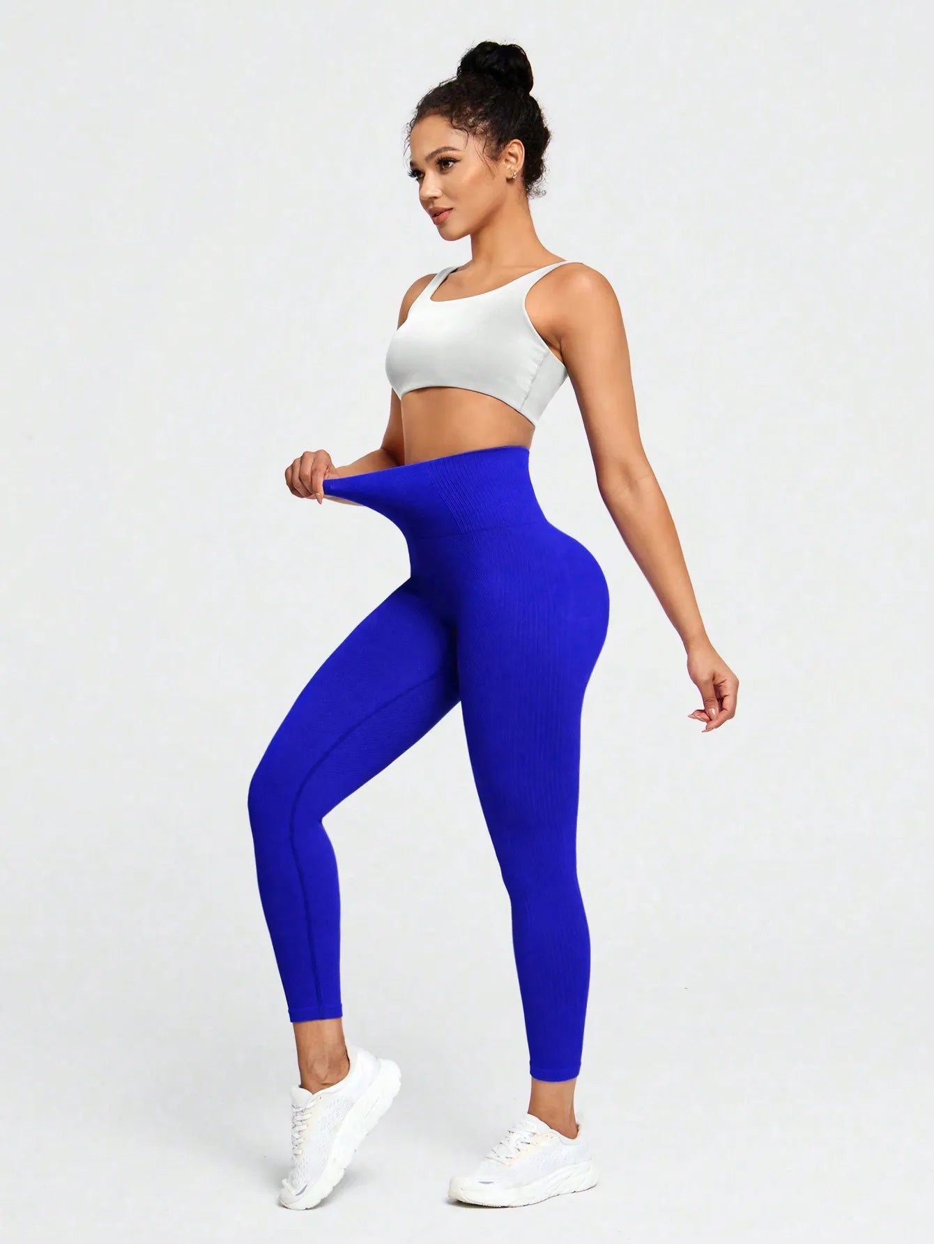 Ribbed Yoga Leggings Women High Waist Seamless Tummy Control Butt Lifting Fitness Workout Pants Gym Tights