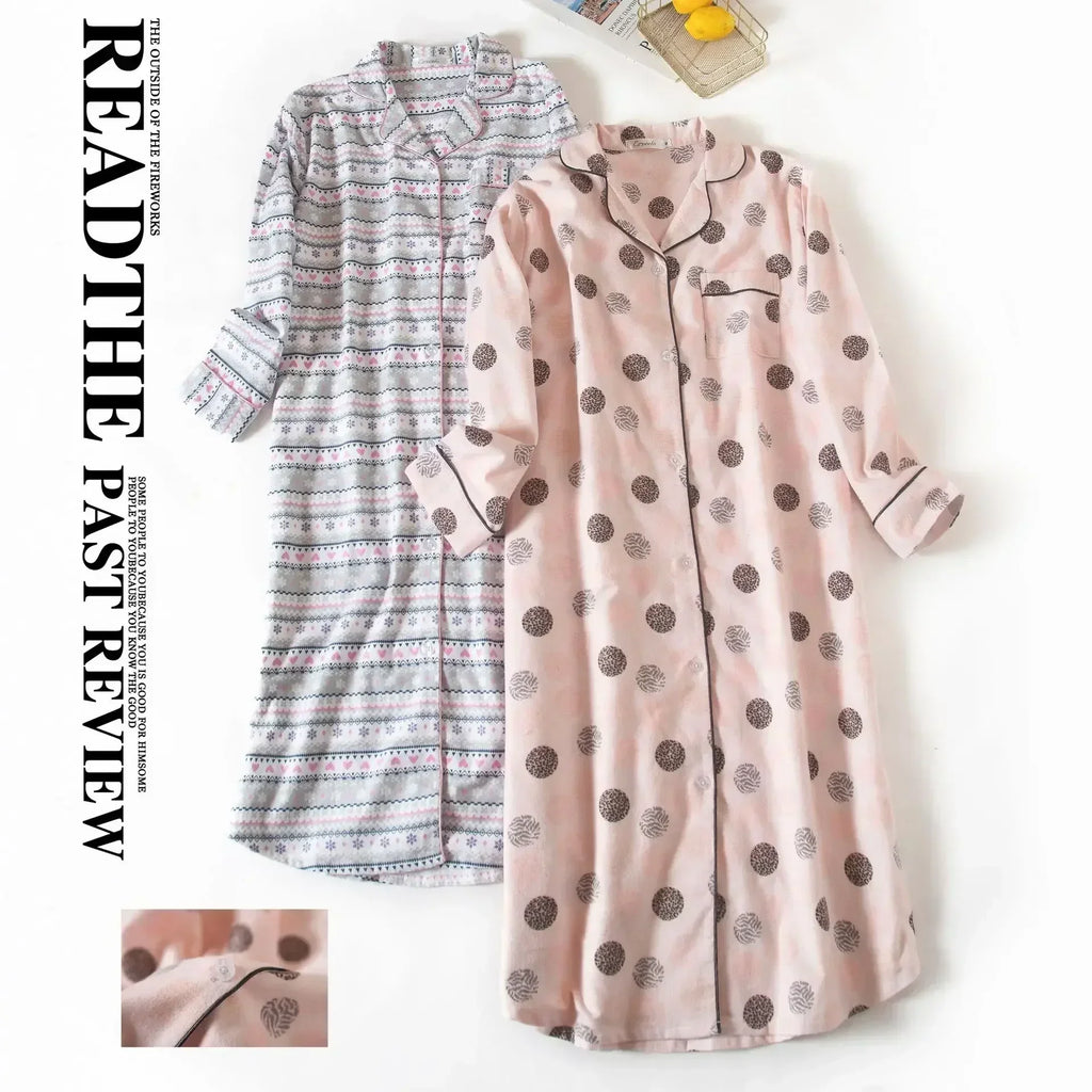 Multi Colors M-xxl Plus Sizes Night Dress for Women Sleepwear Plaid Design Mid-long Shirt Sleeping Dress Women Underwear Clothes