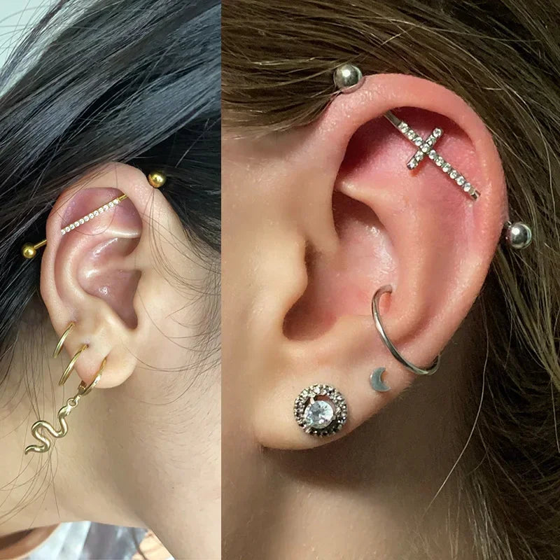 ASTM F136 Titanium PIERC Multiple Models Industrial Barbells Stone Ear Rod Helix Stud Cartilage Straight Bar Piercing Jewelry