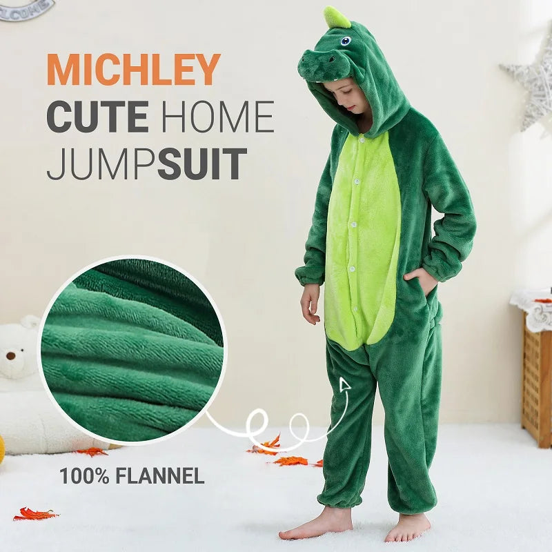 MICHLEY carnival Flannel Pajamas Child Sleepwear Jumpsuit Onesies Animal Cartoon Clothes Winter Halloween For Boys Girls Family