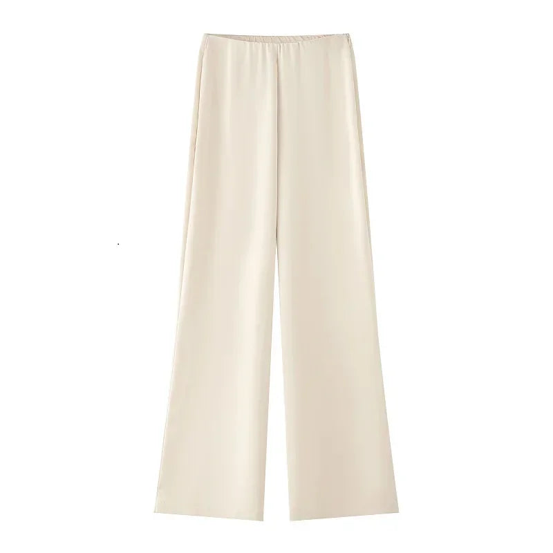 MUJER Polka Dot Pants Set Women 2 Piece Satin High Waist Woman Trousers Suits Corset Crop Top Woman Summer Outfit Women's Pants