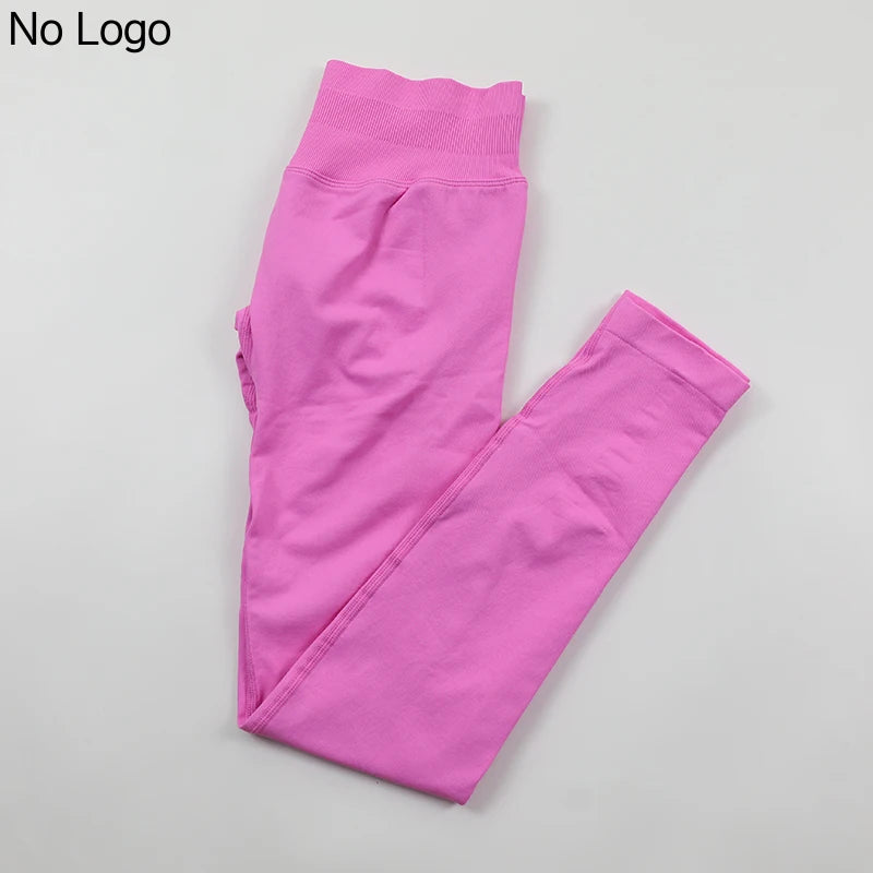 No Logo Sexy V-Back Leggings Seamless Yoga Pants Scrunch Butt Lifting Gym Leggings Low Ribbed Waistband Fitness Sports Tights