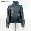 2026 Autumn Winter New High Quality Fashion Black Women Faux Leather Jacket Coat Casual Loose Pockets Biker Outerwear Female