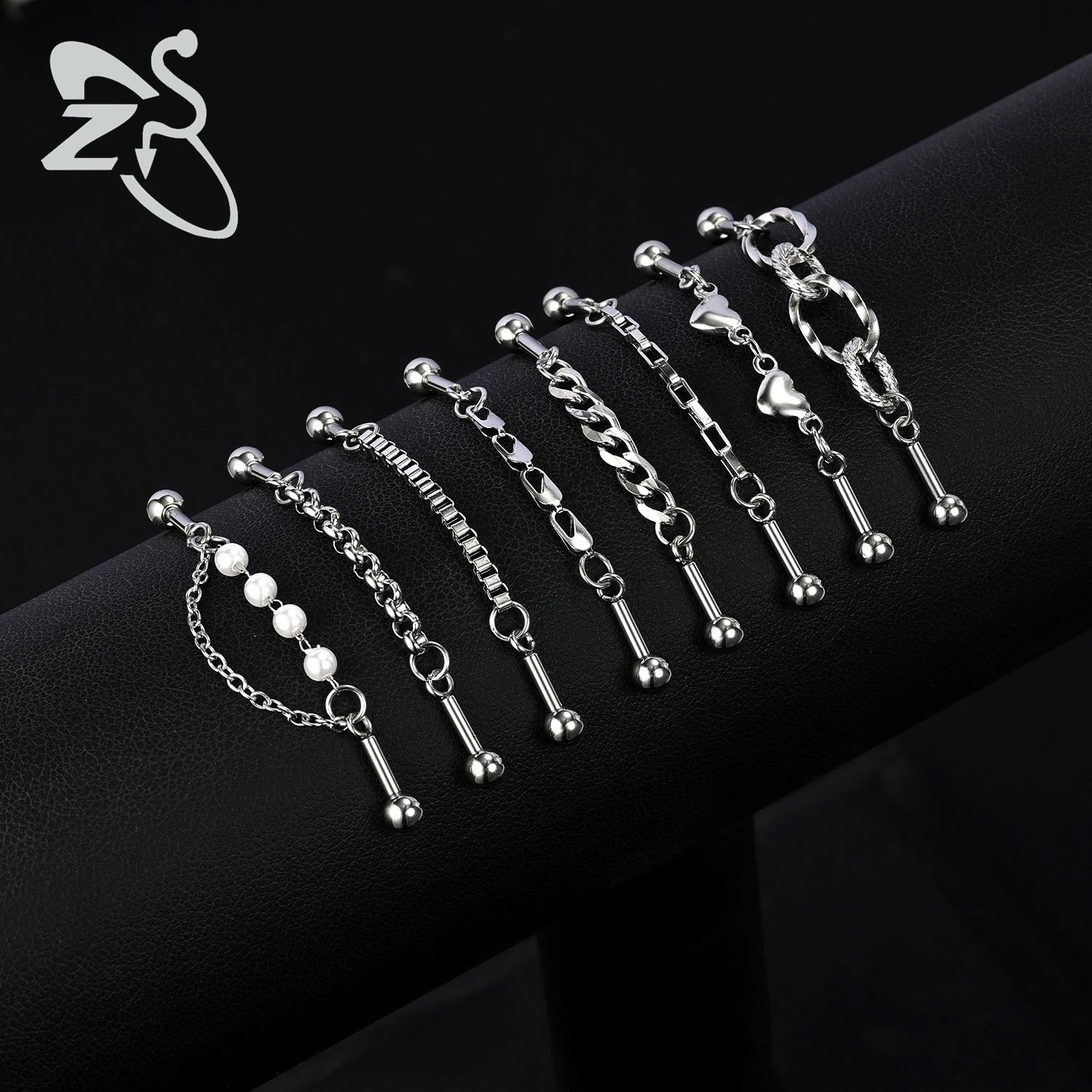 ZS 1 Piece 14/16G Stainless Steel Long Industrial Barbell Ring 22-52MM Butterfly Cat Cartilage Helix Earring Piercings Jewelry