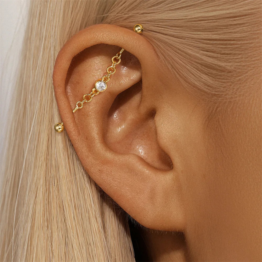 Aide 925 Sterling Silver Dangling Piercing Barbell Star Industrial Earring Tragus Cartilage Fine Jewelry DIY Industrial Rings