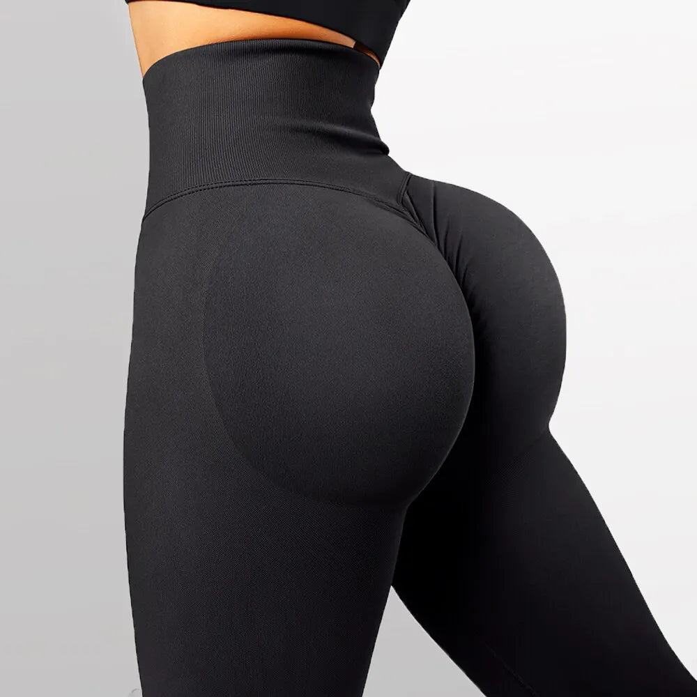 2025 Women's High-Waist Seamless Knitted Fitness Gym Pants Nude Yoga Pants Peach Buttocks Shaping Tight Hips Exercise Trousers