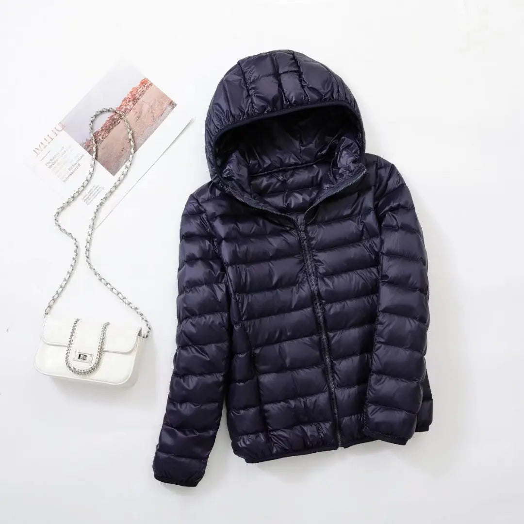 30 Colors Women Fashion Hoodid Short Puffer Jackets 2023 New Arrivals Autumn Winter Female White Duck Down Korean Slim Fit  Coat