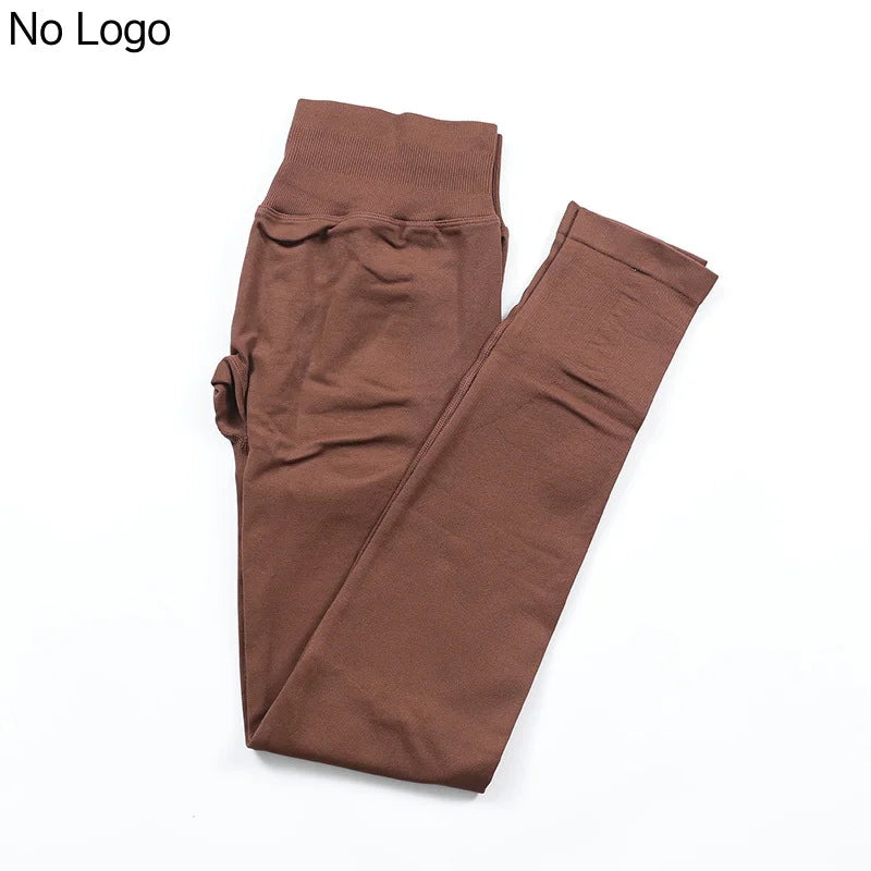 No Logo Sexy V-Back Leggings Seamless Yoga Pants Scrunch Butt Lifting Gym Leggings Low Ribbed Waistband Fitness Sports Tights