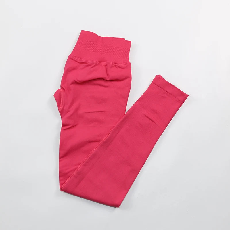 No Logo Sexy V-Back Leggings Seamless Yoga Pants Scrunch Butt Lifting Gym Leggings Low Ribbed Waistband Fitness Sports Tights