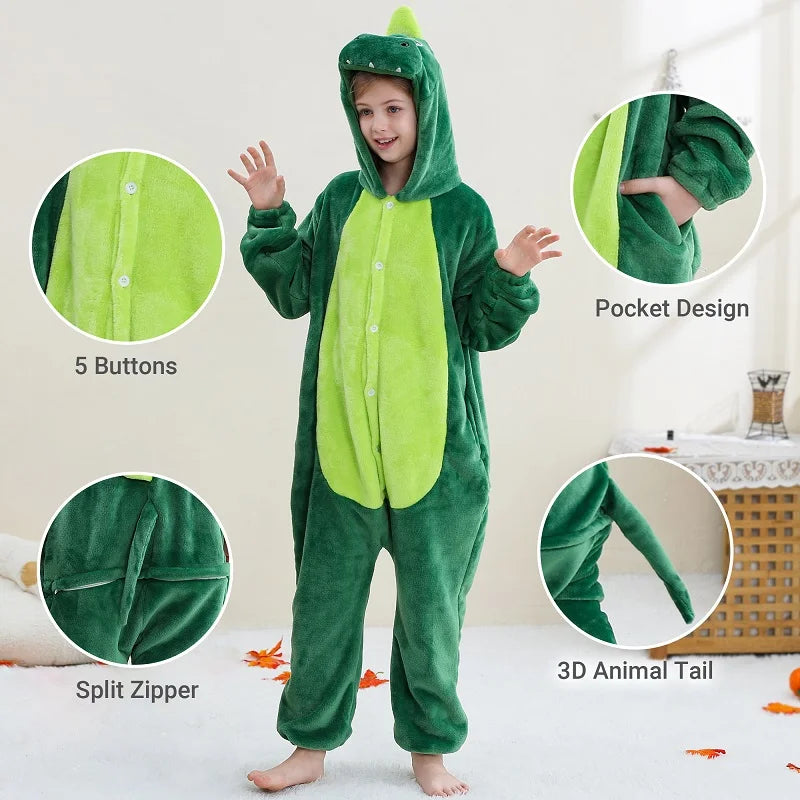 MICHLEY carnival Flannel Pajamas Child Sleepwear Jumpsuit Onesies Animal Cartoon Clothes Winter Halloween For Boys Girls Family