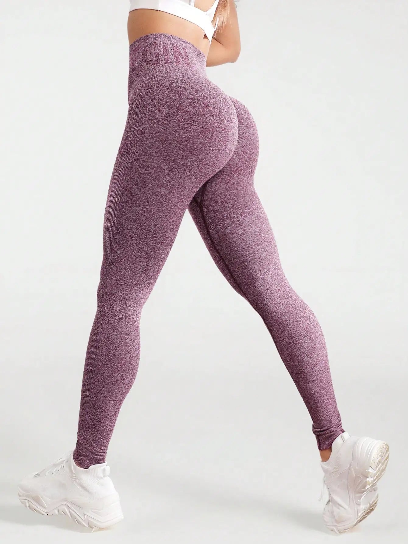 Seamless letter peach yoga pants, hip lifting yoga clothes, tight fitting high waisted sports and fitness pants for women