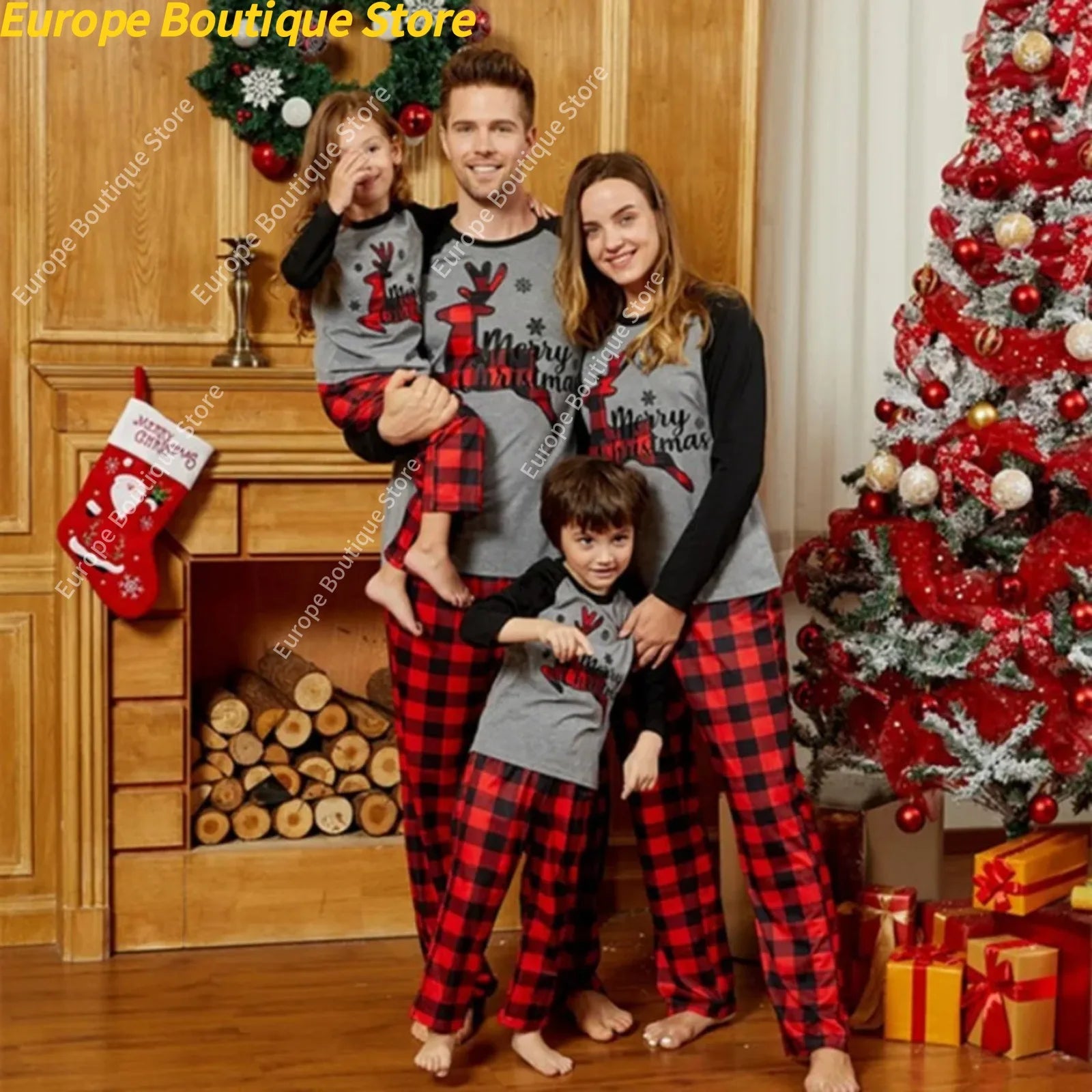 Mom Dad Kids Christmas Print Pajamas Set 2 Piece Pyjama Xmas Family Look Sleepwear Xmas Family Matching Outfits Pjs Loungewear