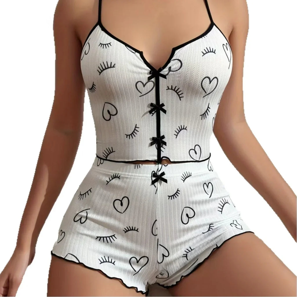Sexy Strap Short Pants Set Women's Casual Thin Home Clothes Sleepwear Outdoor Wearable Autumn Winter Comfortable Polyester Fiber