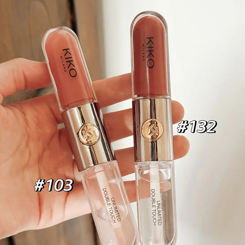 Hot Double Headed Lipstick Transparent Mirror Lip Gloss Non Fading Oil Sexy Rich Lip Gloss Milk Tea Bean Paste Naked Makeup