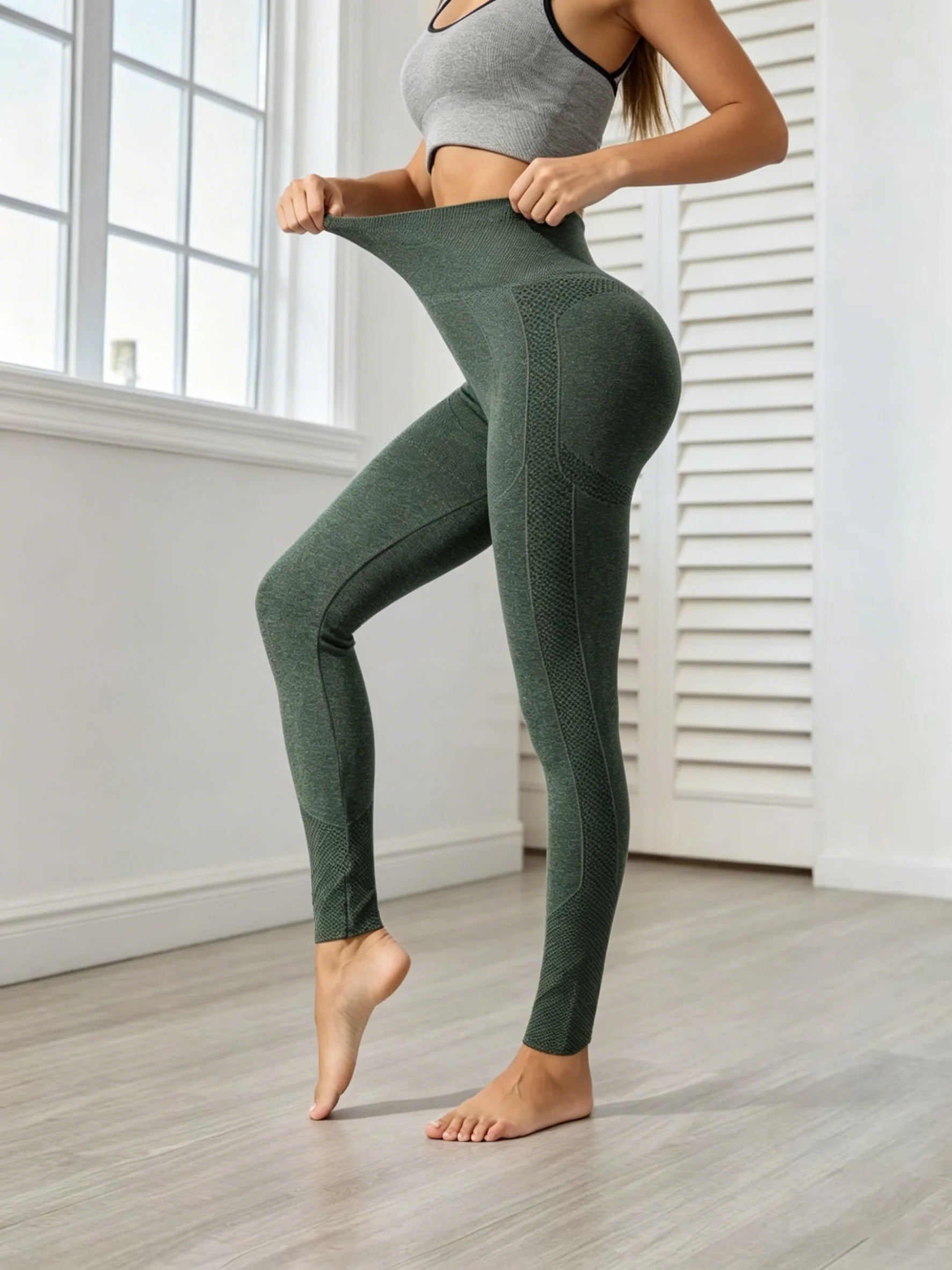 New High Waist Women's Leggings Seamless Stretch Yoga Pants Tights Push Up Fitness Running Sportswear Solid Gym Color Pants