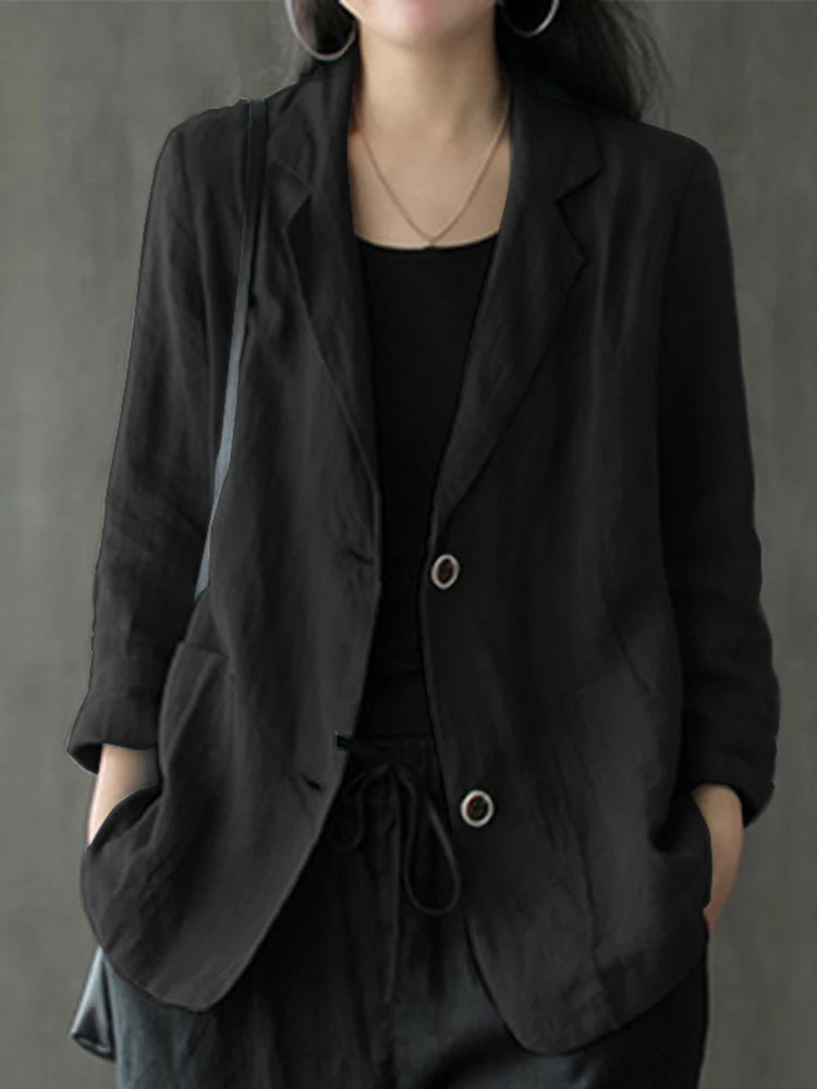 Elegant Solid Blazer Women Autumn Overcoats ZANZEA 2023 Casual Long Sleeve Single Button Coats Female Lapel Outwears Oversized