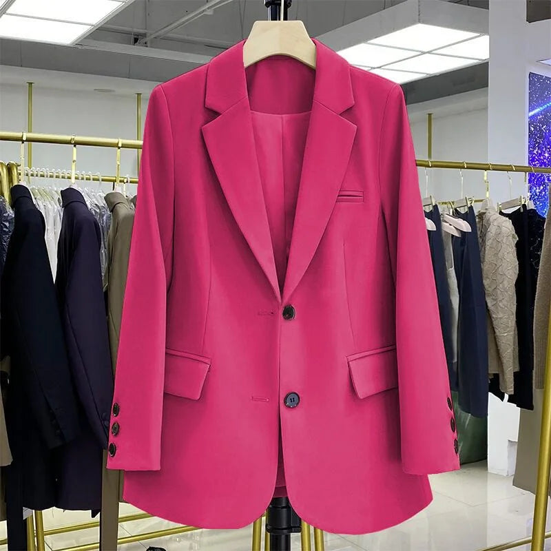 2026 New Blazer Women Coat Spring New Office Lady Blazer Womens Vintage Casual Loose Korean Version Small Suit Jacket 20 Colors