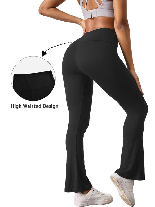 2 pack Women's Super Soft Flare Pants High Waisted Tummy Control Workout Yoga Leggings Bell Bottoms