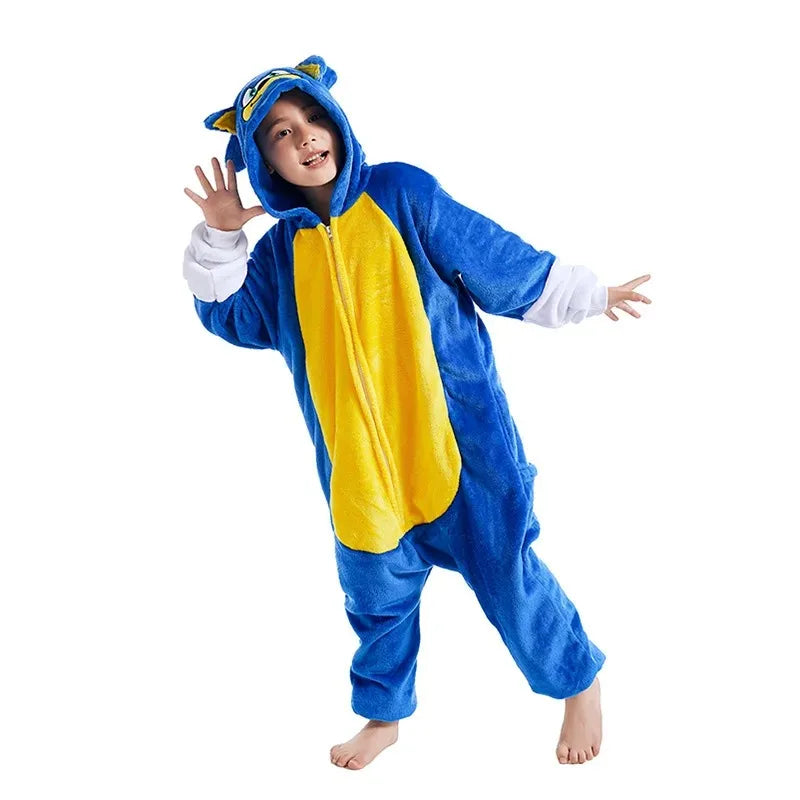 Kids Winter Plush Pajamas Children Dragon Stitch Cow Sleepwear Keep Warm Kigurumi For Boys Girls Flannel Fleece Sleeping Clothes