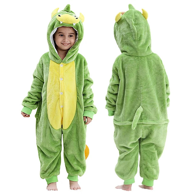 MICHLEY carnival Flannel Pajamas Child Sleepwear Jumpsuit Onesies Animal Cartoon Clothes Winter Halloween For Boys Girls Family