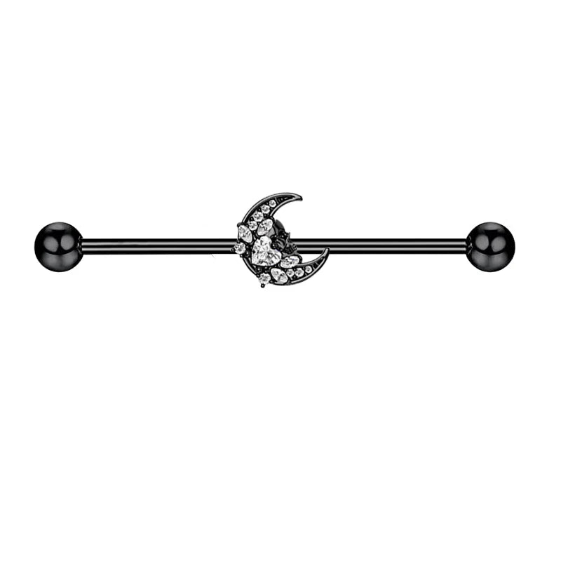 316L Surgical Steel Industrial Barbell Earrings Heart Arrow for Women Men Helix Conch Cartilage Piercing Jewelry 38mm 14g Bar