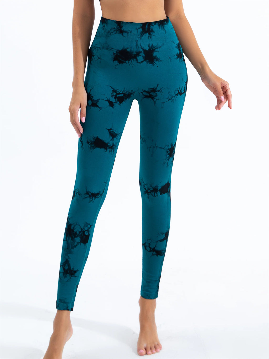 Ladies 2024 New Seamless Tie-Dye Yoga Leggings High Waisted High Elastic Base Layer Bodyshaping Pants For Gym Fashion Women