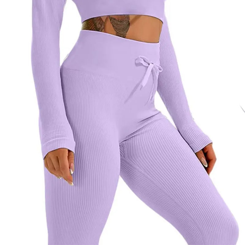 Ribbed Yoga Leggings Sports Tights Woman Seamless Yoga Pants Tummy Control Gym Fitness Legging Push Up Workout Legins Female
