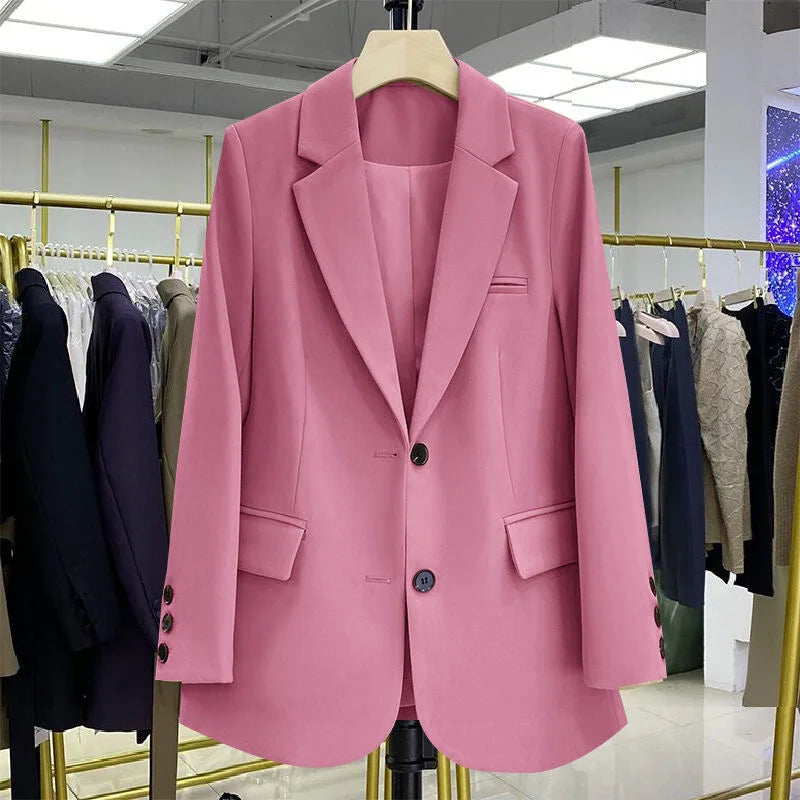 2026 New Blazer Women Coat Spring New Office Lady Blazer Womens Vintage Casual Loose Korean Version Small Suit Jacket 20 Colors