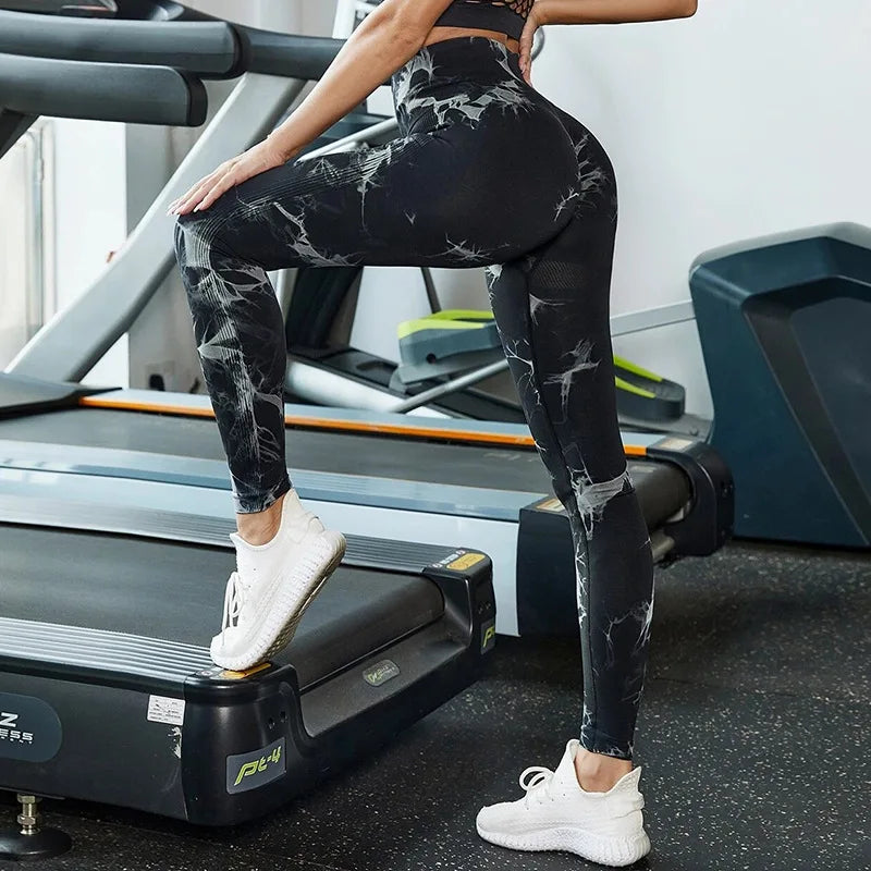 Gutashye Tie Dye Sport Leggings Women Gym Yoga Seamless Pants Sportswear Clothes Stretchy Hip Fitness Legging Activewear
