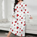 Elegant Fashion Women Long Sleeve Sleepwear Long Dresses Loose Clothes Plus Size Women's Butterfly Heart Print Sleepwear Dress