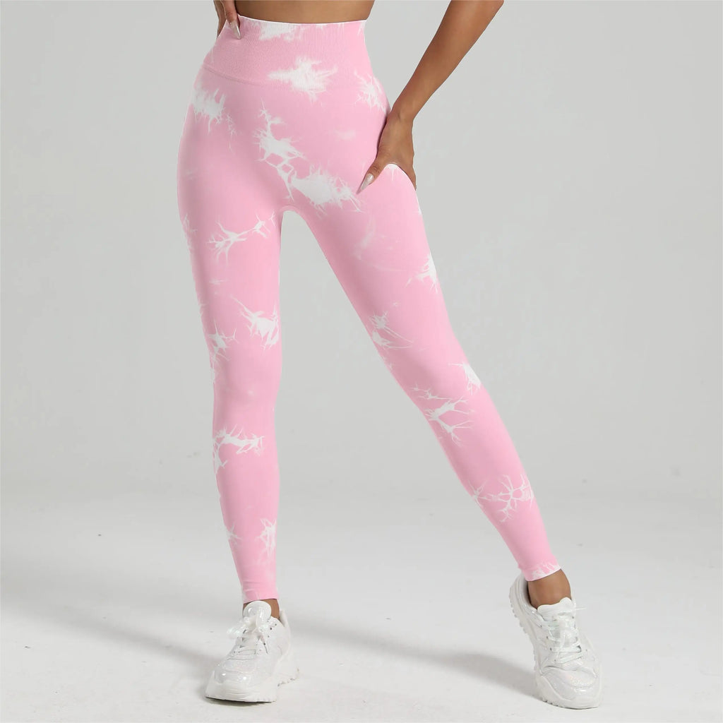 Women Tie Dye Gym Leggings Seamless Yoga Workout Sports leggin High Waist Scrunch Butt Lifting Outdoor Pants Elastic Tights
