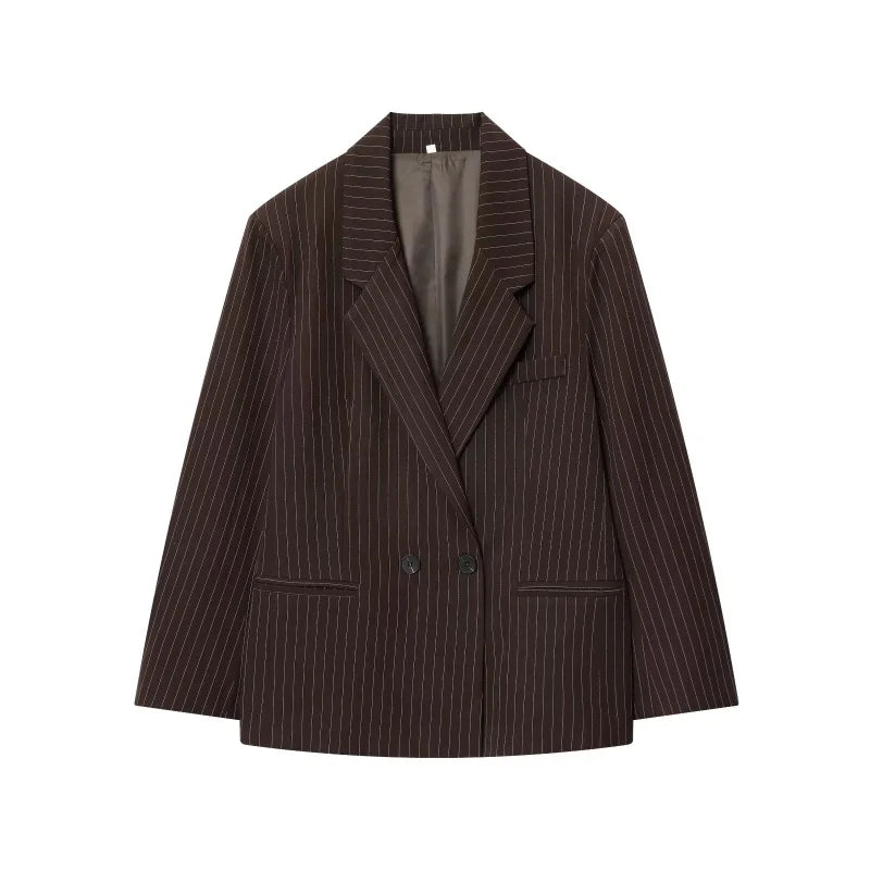 ETJ Fall/Winter 2025 New  Women's Street Fashion oversized pinstripe shoulder-padded loose suit jacket for women
