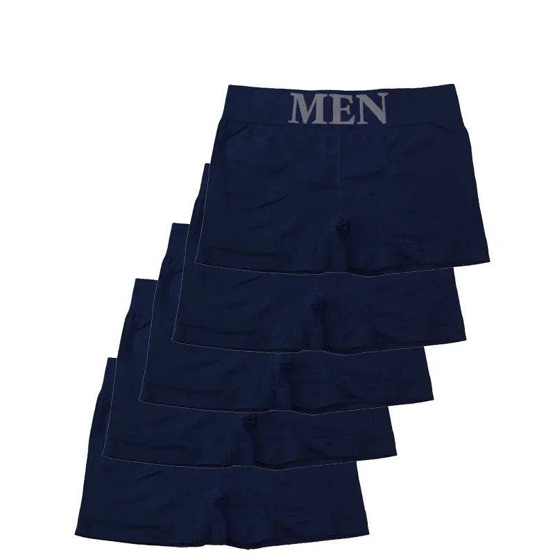 5 Pcs Thin Style Men's High Elastic Plain Color Comfortable Boxer Briefs Panties Breathable Pantyhose