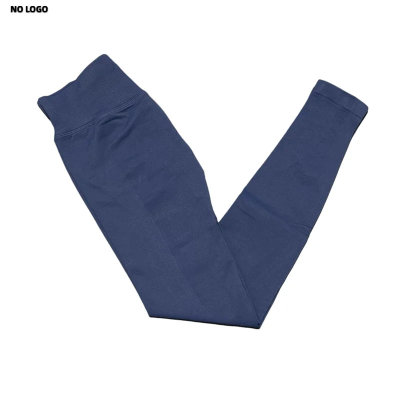 No Logo Woman Sports Leggings Seamless Yoga Long Pants Low Ribbed Band Fitness Sportswear Gym Exercise Tights Workout Leggings