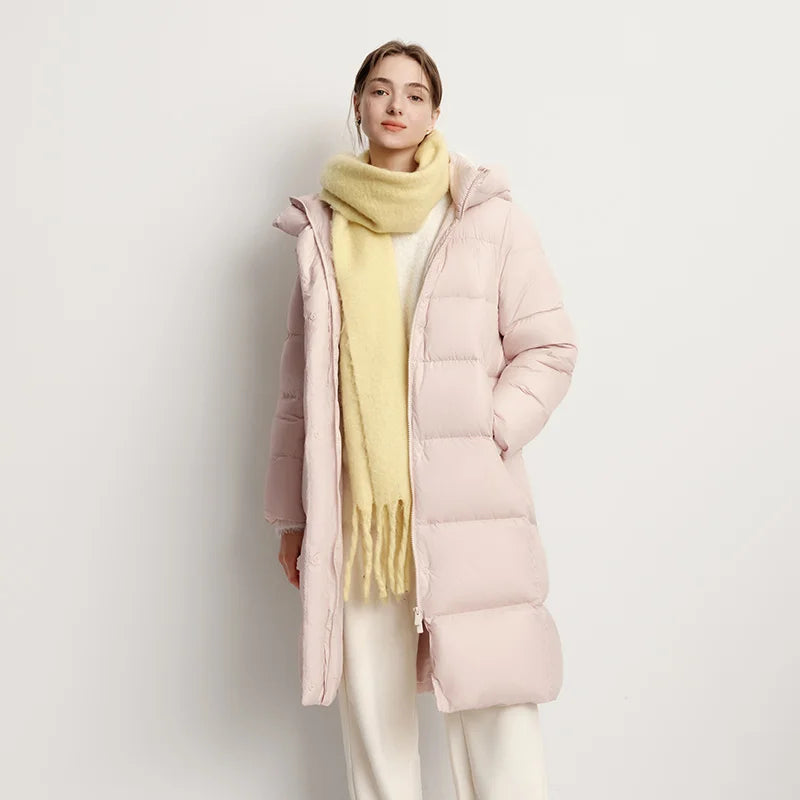 Semir Long Down Jacket Women Waterproof Hooded Coat 2025 Winter New Loose Girls' Jacket Multi-Color Thicken Windbrake Down Coat