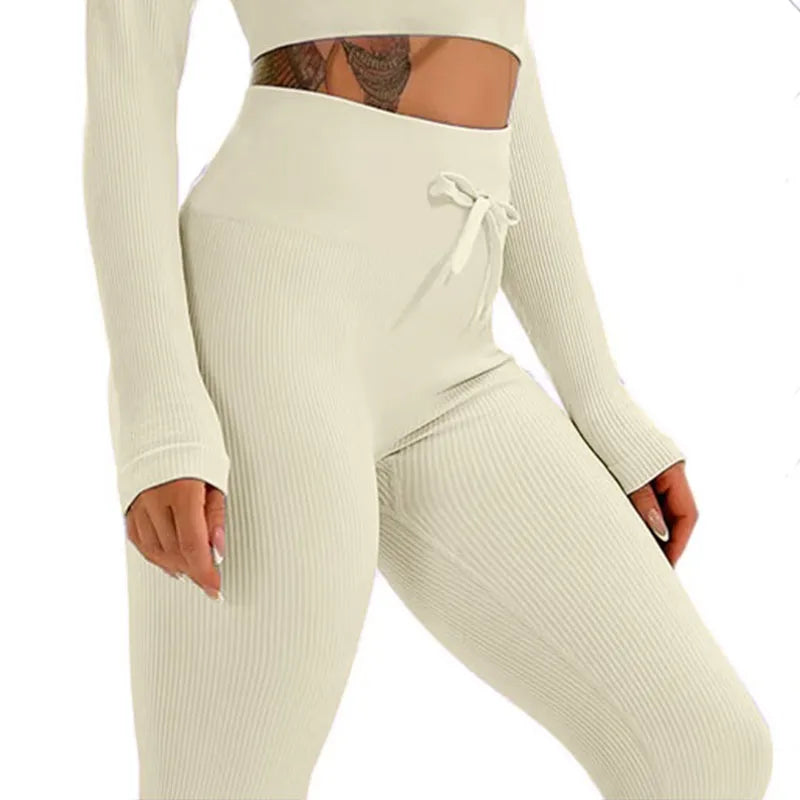 Ribbed Yoga Leggings Sports Tights Woman Seamless Yoga Pants Tummy Control Gym Fitness Legging Push Up Workout Legins Female