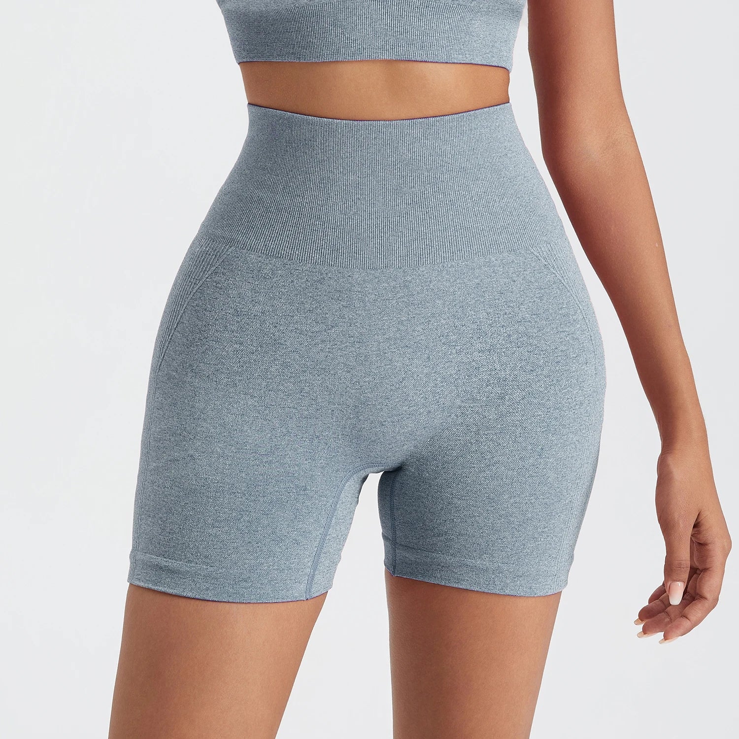 CHRLEISURE Seamless Ribbed Yoga Shorts For Women High Waisted Biker Tights Elastic Workout Slim Sports Leggings Sportswear