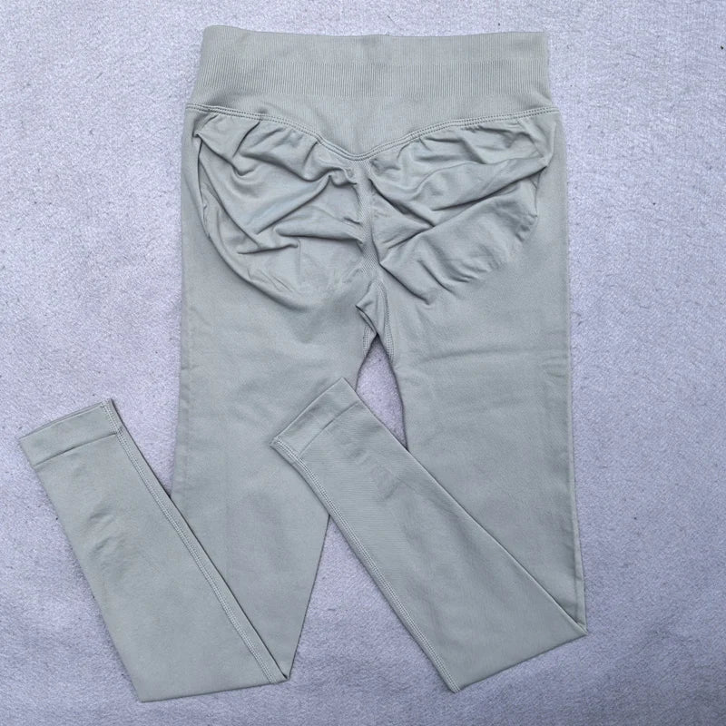 Leggings Women Scrunch Seamless Yoga Leggings Gym Sports Pants Low Ribbed Band High Stretch Fitness Outfit Workout Tights